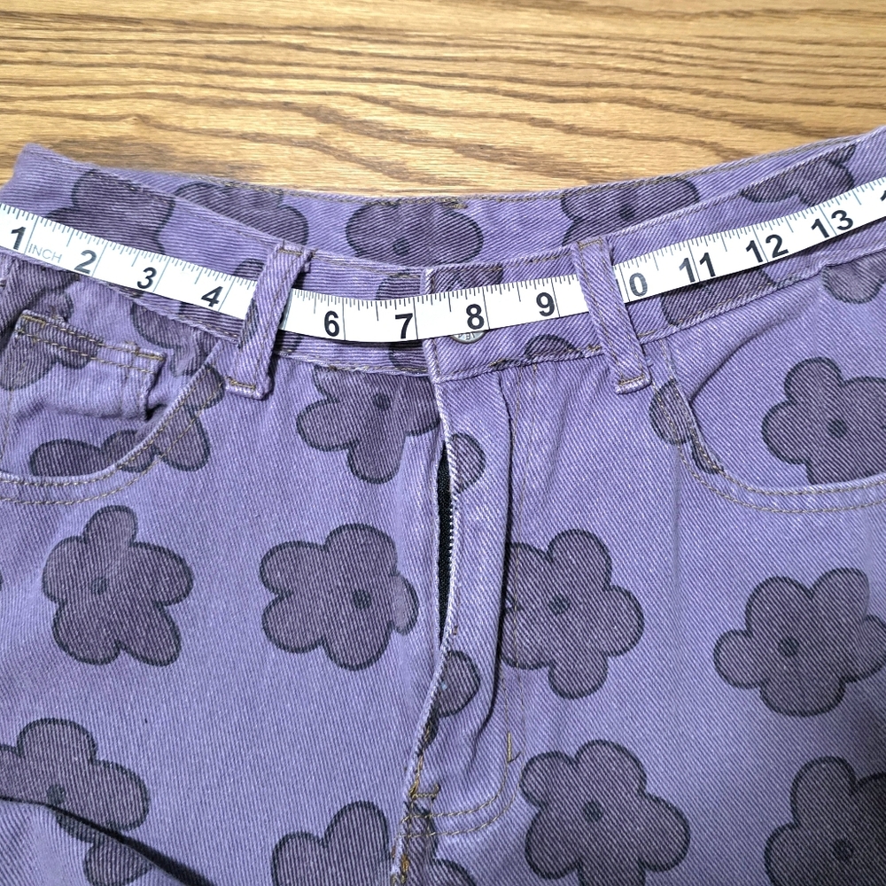 SHEIN Purple Floral Wide Leg Jeans - Picture 8 of 8